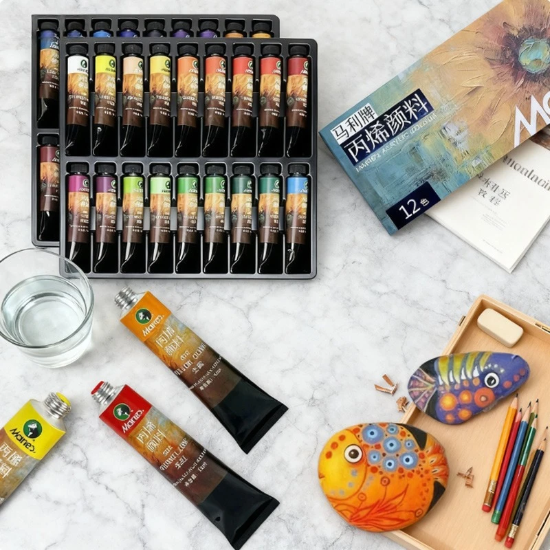 12ml 12/18/24/36-color Acrylic Paint Set Waterproof Sunproof Non-fading Textiles Clothes Stones Shoes Hand-painting DIY Graffiti