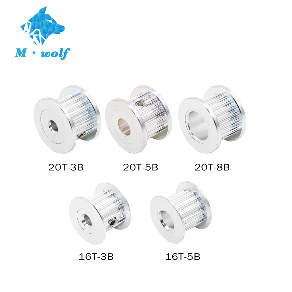 2GT GT2 Aluminiowe koło pasowe rozrządu 16T 20T Zęby 3mm 5mm 8mm Otwór do drukarki 3D Szerokość paska rozrządu 6mm