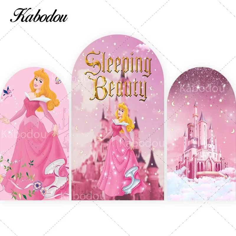 

Sleeping Beauty Arch Photo Backdrop Arched Wall Girls Birthday Party Disney Princess Aurora Decoration Photography Background