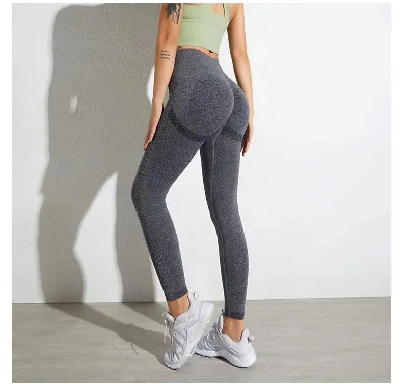 Fitness Women Sport Seamless Leggings High Waist Elastic Solid Yoga Leggings Gym Trainning Joggings Pants Female Gym 6205