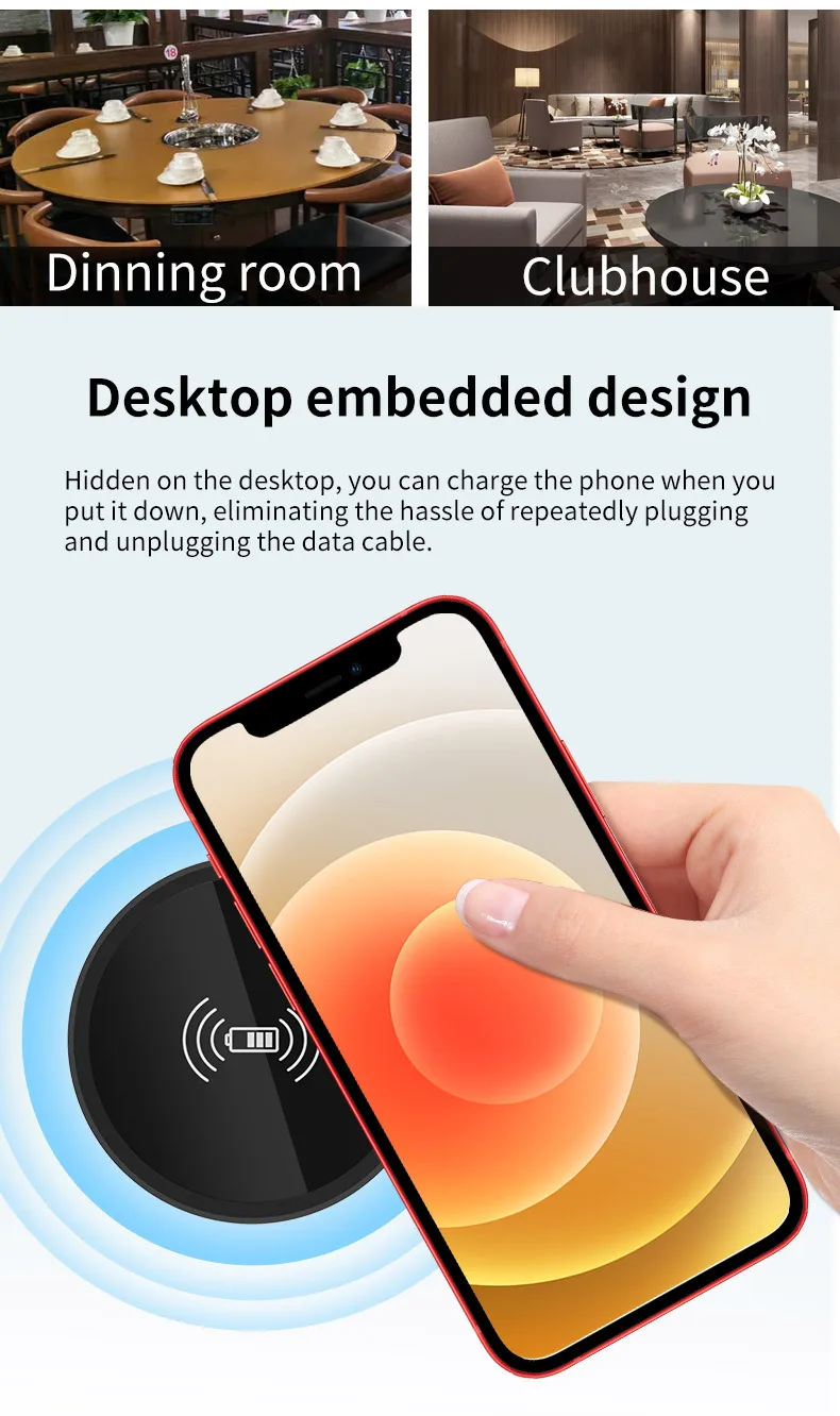 Quick Wireless Desktop Embedded Charger For iPhone 17 16 15 14 13 12 Samsung Huawei Xiaomi Oppo Phone Fast Inductive Charging