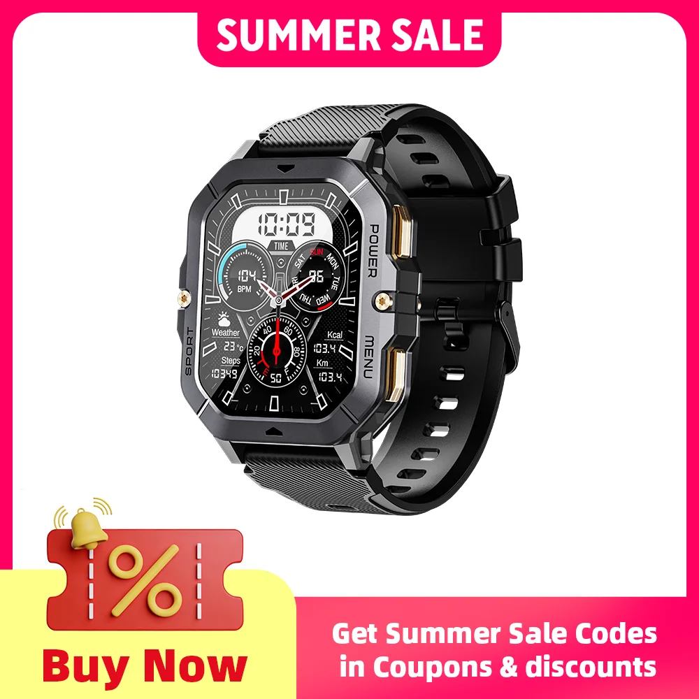 CUBOT C28 montre intelligente étanche hommes 2.02 pouces Fitness Tracker Sport poignet Smartwatch pour Android IOS Bluetooth appel