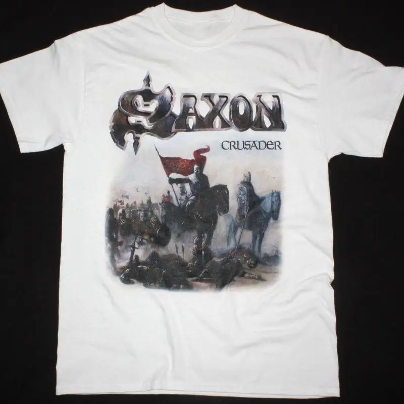 Saxon Crusader camiseta algodón blanco hombres todas las tallas