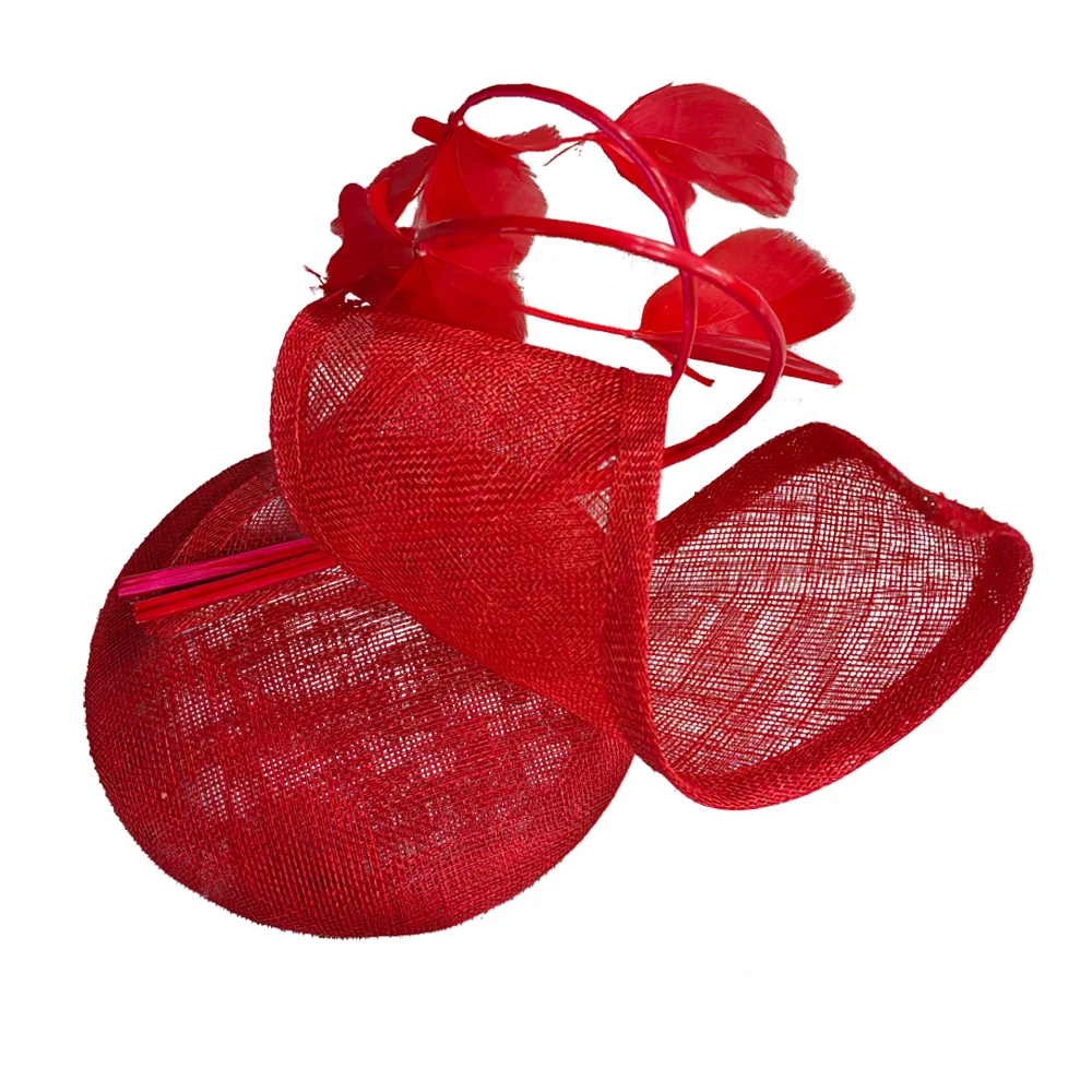 Woman Large Feather Flower Fascinators Hat Ladies Bride Wedding Sinamay Headwear Hair Clip Dinner Headband Hair Accessories view 4