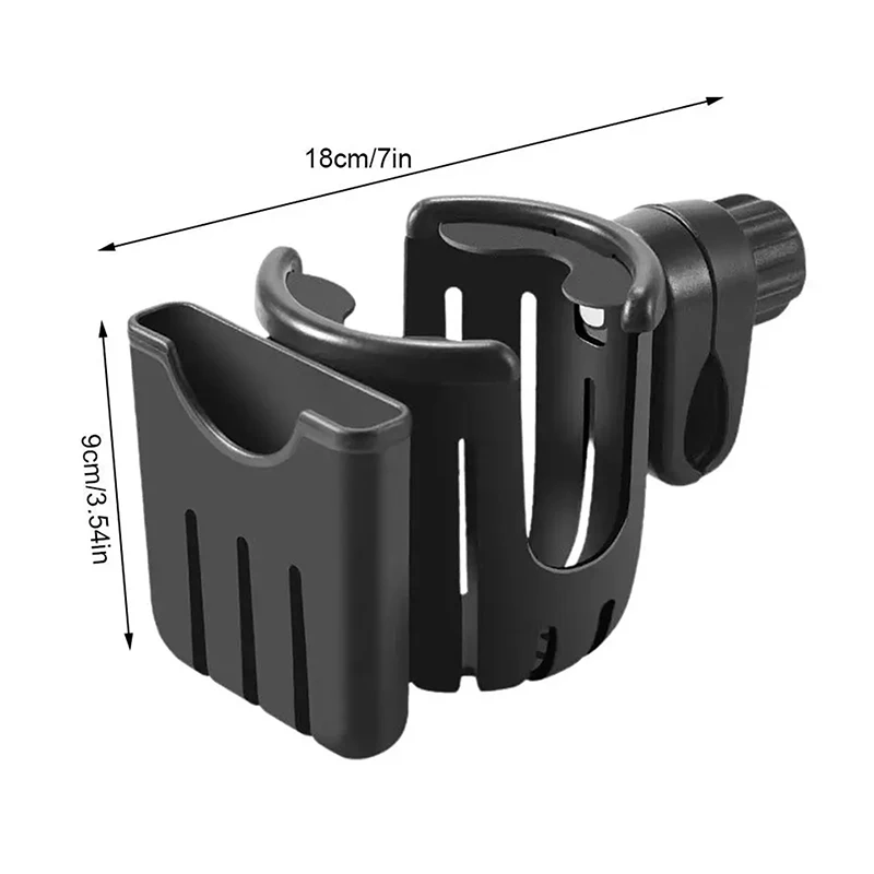 2 In 1 Baby Stroller Cup Holder For Bicycle Motorcycle Scooter ABS Material 360° Rotation Adjustable Phone Mount Coffee Holder