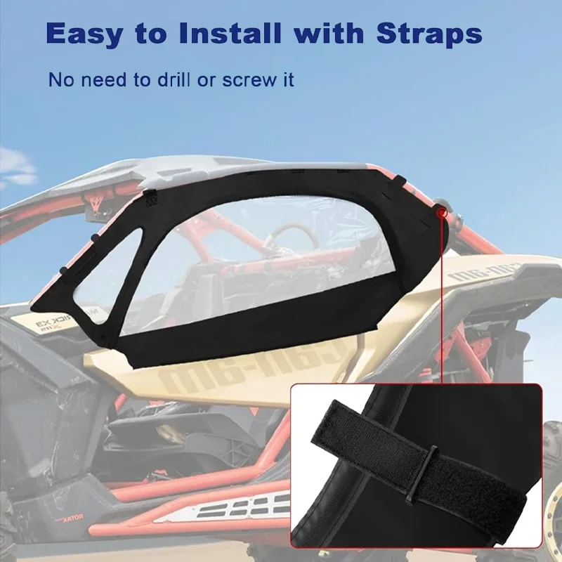 UTV Soft Side Window Clear Dustproof Waterproof Windshield Replacement For Can Am Maverick X3 2-Seater Models 2017-2025