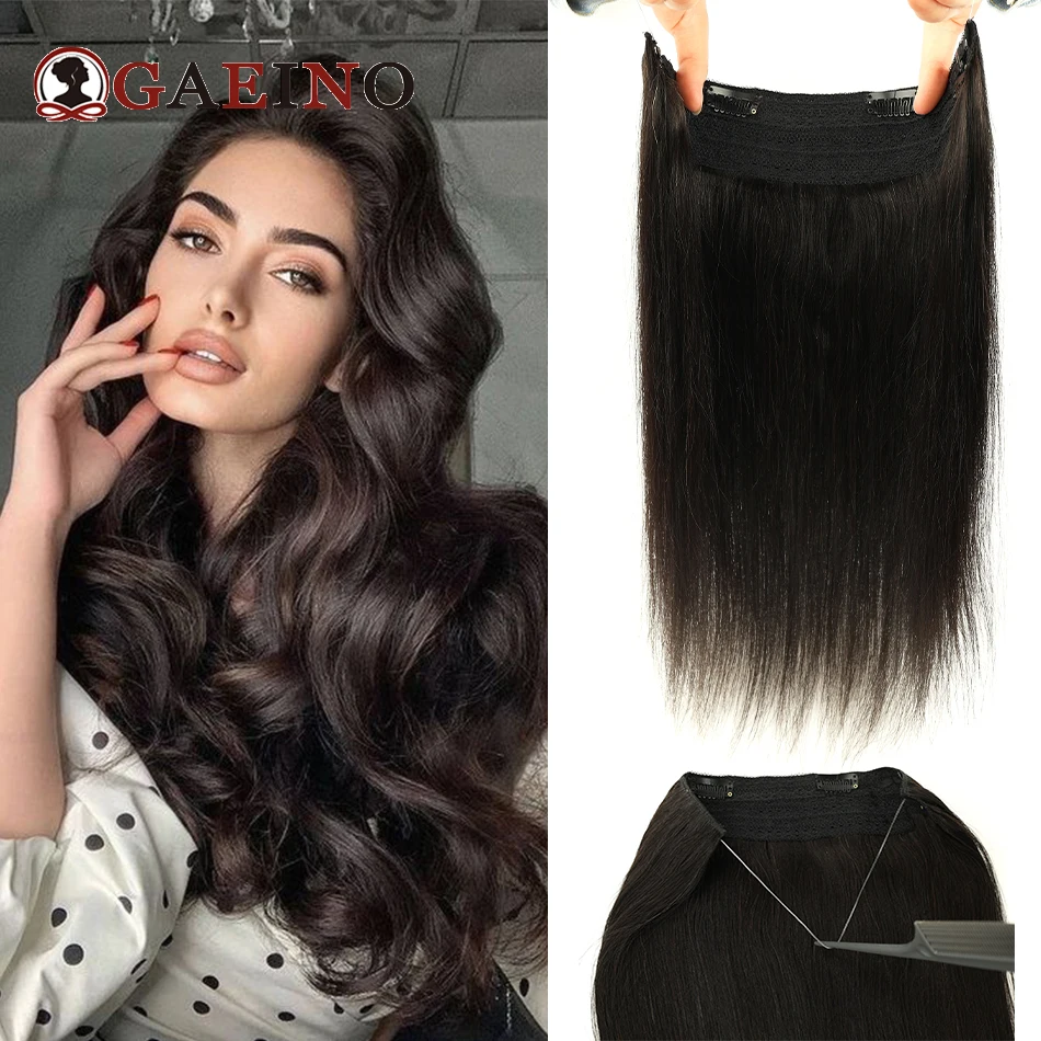 gaeino-halo-hair-extensions-human-hair-wire-clip-in-hair-one-piece-with-invisible-fish-line-hair-extension-for-women-14-28inch