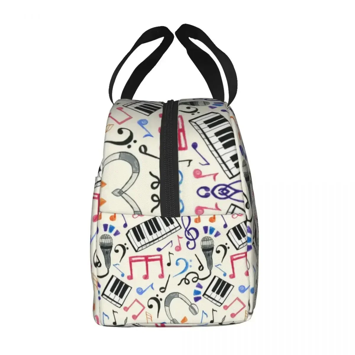 Custom Music Notes Lunch Bag Women Cooler Thermal Insulated Lunch Box for Kids School