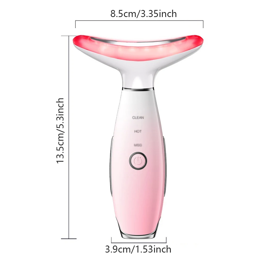 3 in 1 EMS Neck Facial Beauty Device with Thermal Neck Lifting Vibration LED Facial Massager Double Chin Remover Skin Care Tool