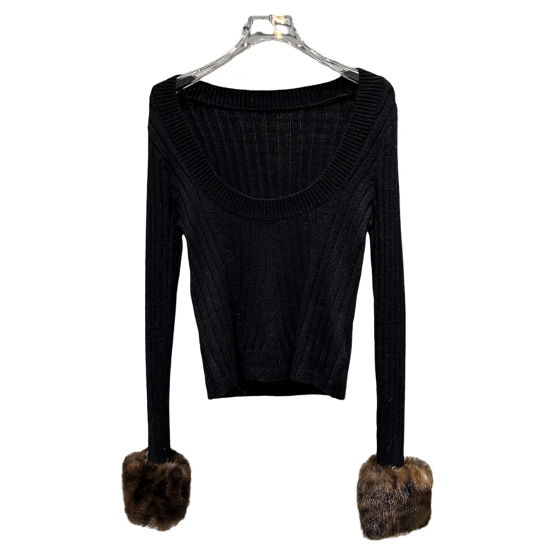 

Slimming Knitted Sweater Furry Sve Low round Ne Faionable Winter New Sle Pure Desire Sle Women's Faion Small irt
