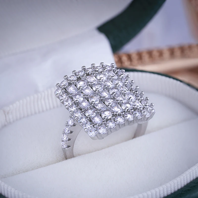 غريب الأشياء امرأة الإكسسوارات خاتم المرأة كامل الماس مربع الزركون الزفاف العروس مجوهرات خاتم الخطوبة افتتاح قابل للتعديل