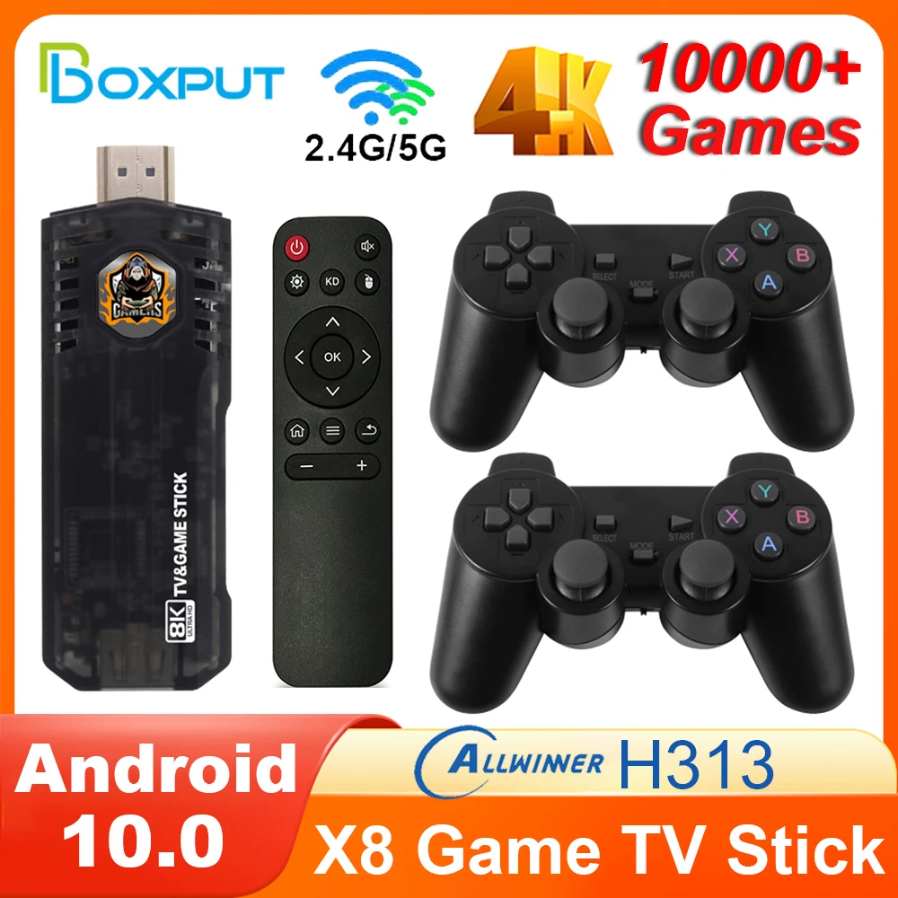 

BOXPUT X8 Mini Smart TV Stick Android 10.0 Game TV Stick 4K 10000 Retro Games Dural System WiFi Portable TV Box Game Consoles