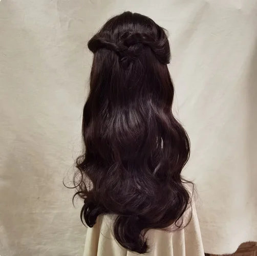 Parrucche Katara sintetiche lunghe ondulate capelli castani ragazza femminile principessa parrucche per costumi cosplay di Halloween