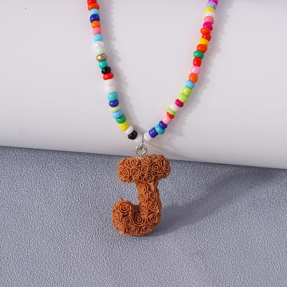 Aihua Niedliche Boho-Halskette mit Namen und Initialen, 26 Buchstaben, für Frauen, BFF, beste Freunde, Kinder, Rose, A-Z Alphabet-Halsketten, Geburtstagsgeschenke – Detail 10