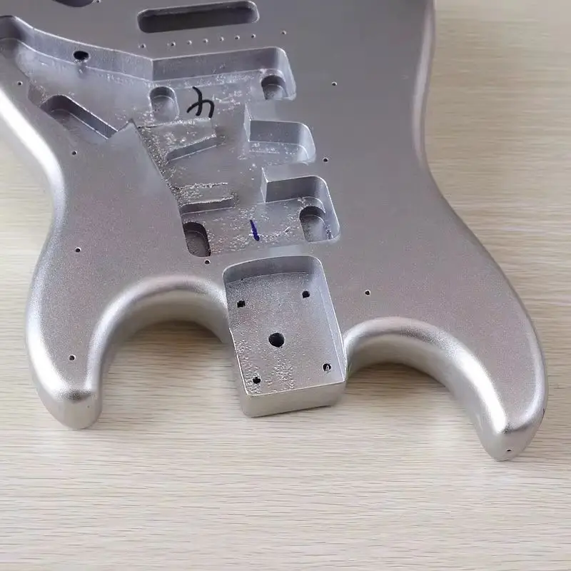 

DIY musical instrument: Electric guitar body, metal silver, single crank, poplar wood, student guitar modification