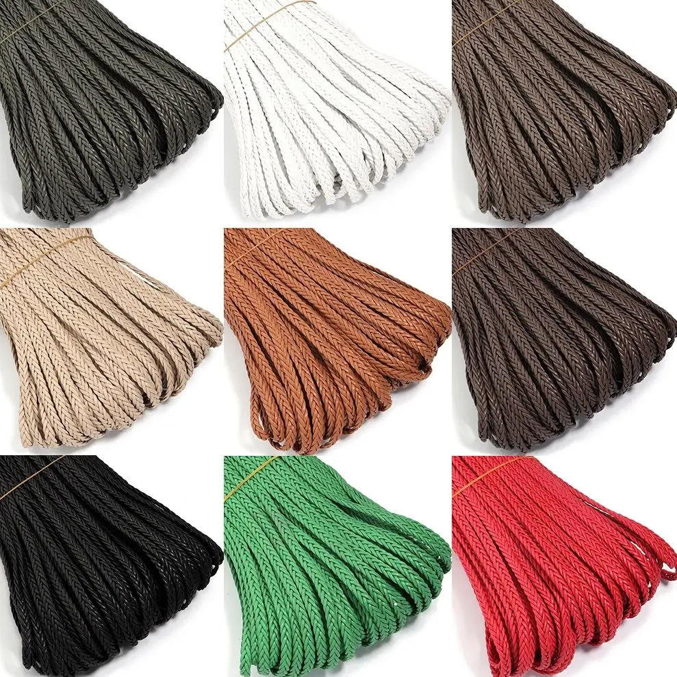 

5Yards 8mm Colorful Flat PU Leather Cord Five Strand Braided Rope For DIY Handmade Bracelets Necklace Jewelry Making Accessories