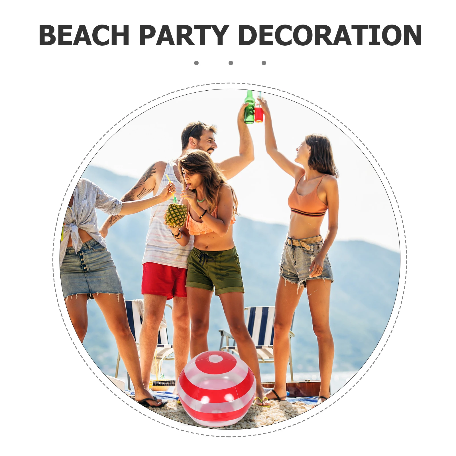 Clear Inflatable Beach Ball Vibrant Stripe Design For Summer Pool Party Outdoor Wedding Decoration Inflatable Disco Ball