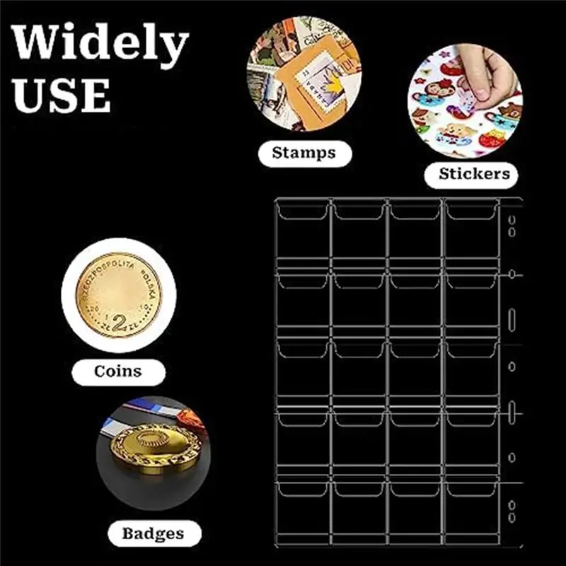 Latest ABBQ-10 Pocket Coin Collecting Pages with 9 Holes for Coin Album Collecting Sleeves for Most Coin Stamp Badges Etc