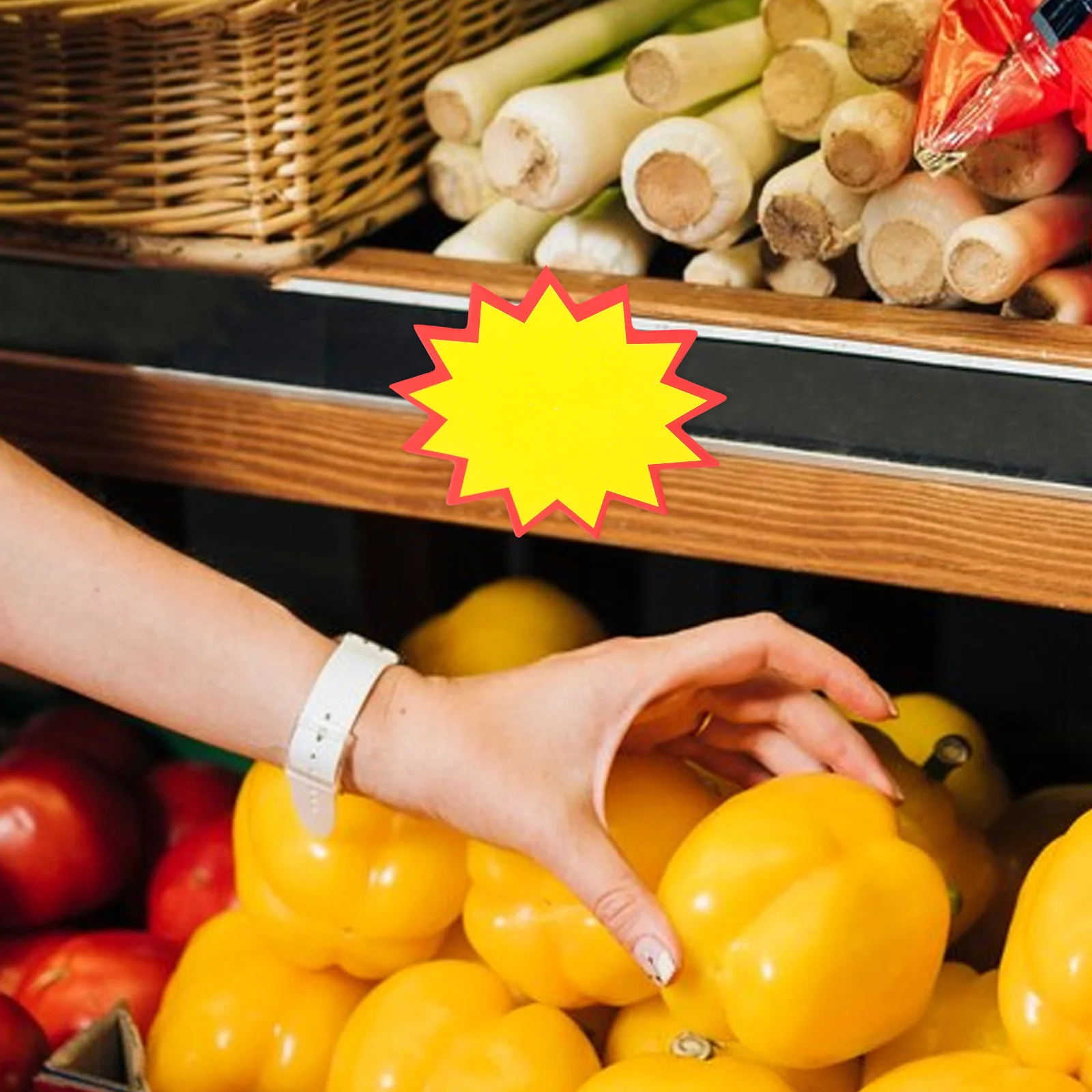 

100Pcs Price Tags Supermarket Retail Sale Burst Small Writable Labels for Shelf Pricing and Product Display Price Tags