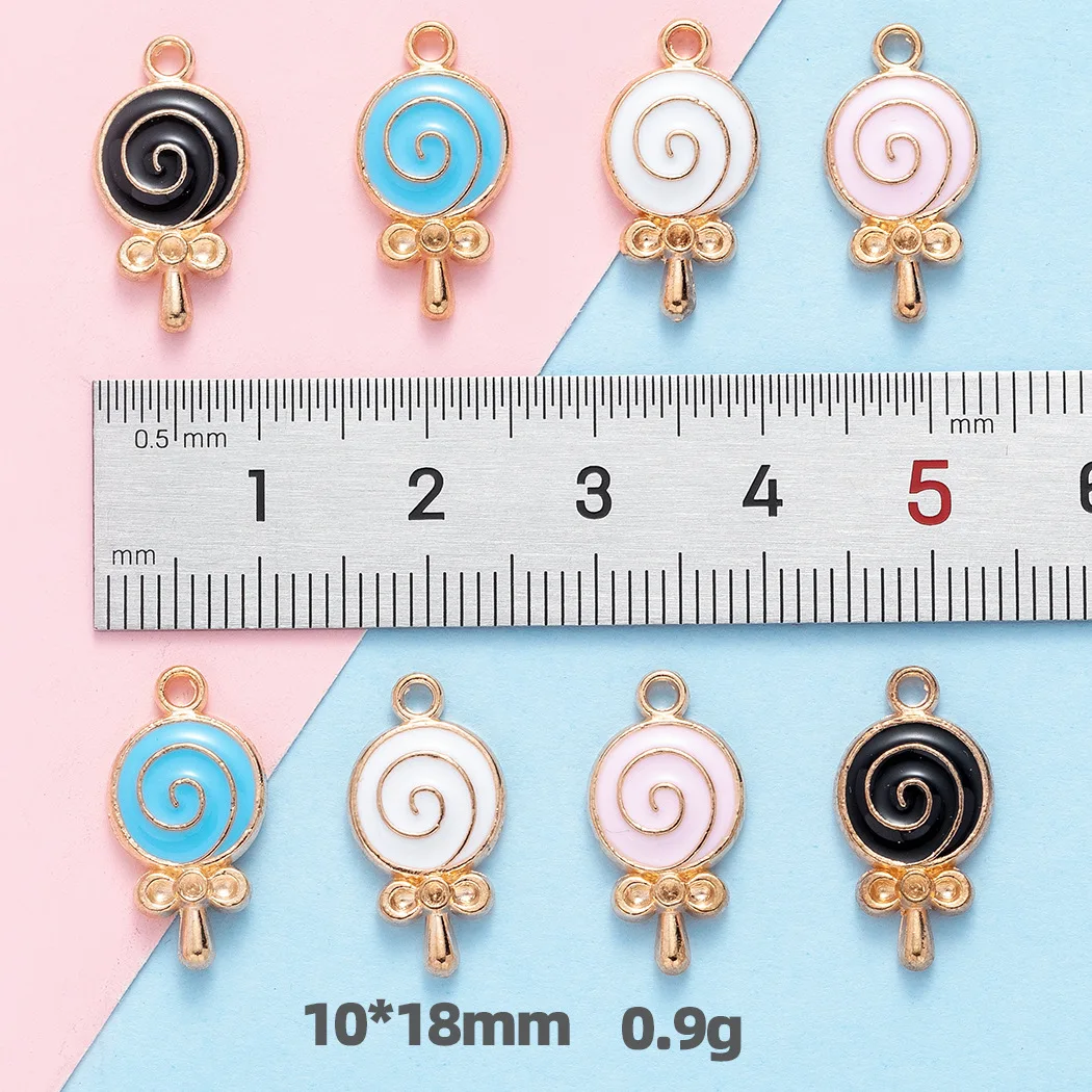 10pcs/lot Enamel Charms Lovely Candy Lollipop Charms DIY Jewelry Making Accessories Candy Pendants Earrings Bracelet Wholesale