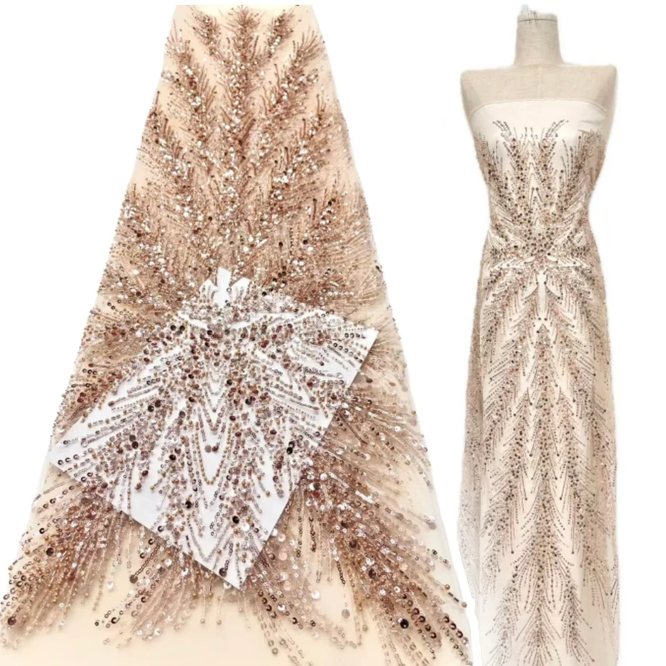 

Африканская кружевная ткань 2025, блестки, вышивка бисером, нигерийская свадебная ткань для жениха, высокое качество, французский тюль, кружевная ткань для свадьбы S1524