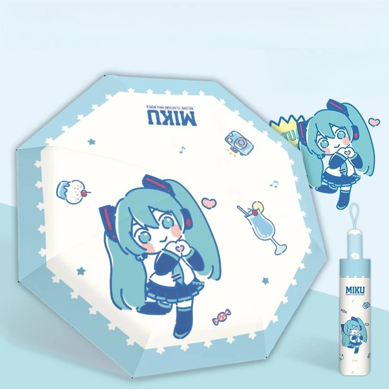 かわいい初音ミクワンタッチオープン傘-uv-ブロック生地屋外観光砂浜サンシェードかわいいギフト