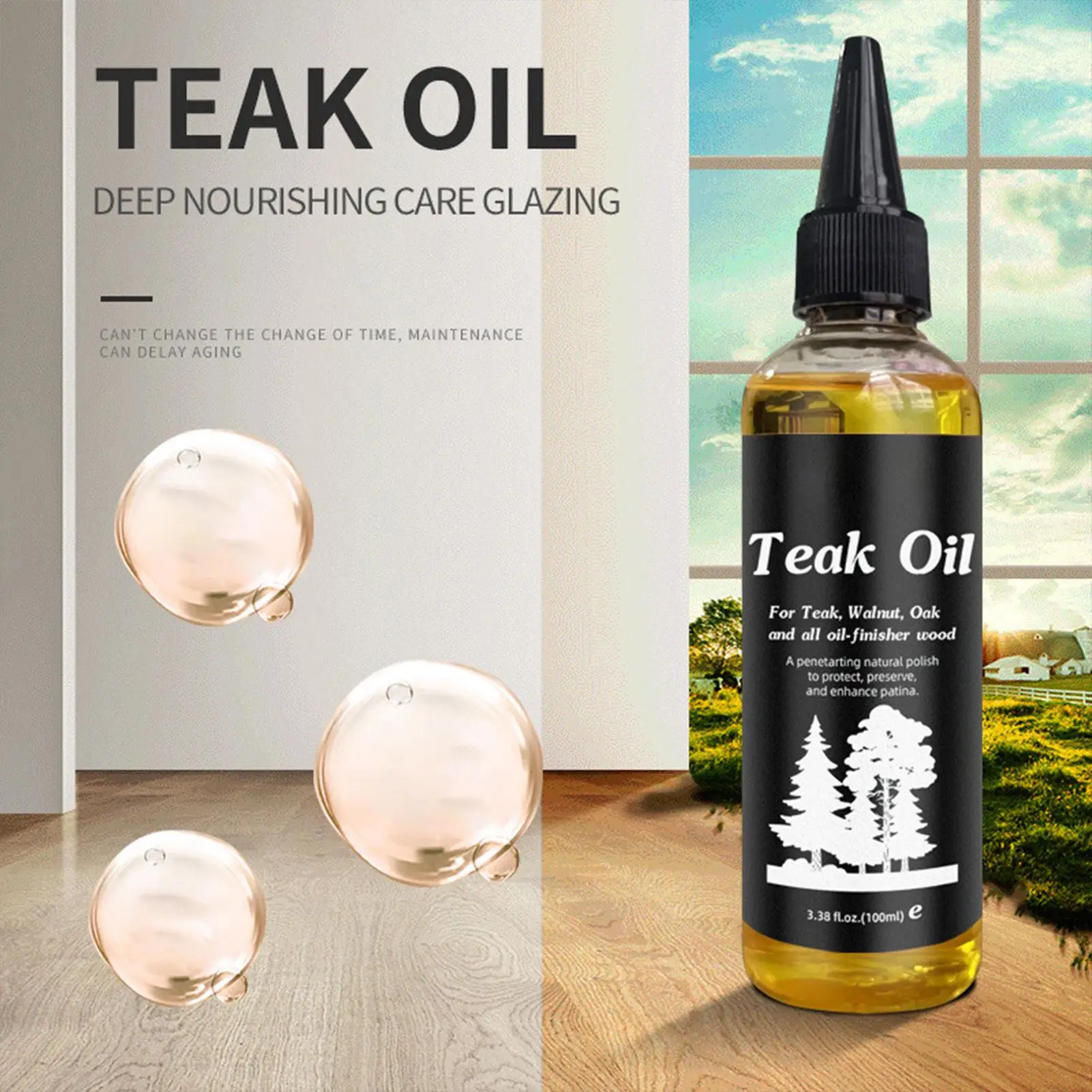 100ml Furniture Oil Wood Polish Furniture Hardwood Polisher Conditioner Non-greasy Wood Care Teak Oil for Wooden Table Desk