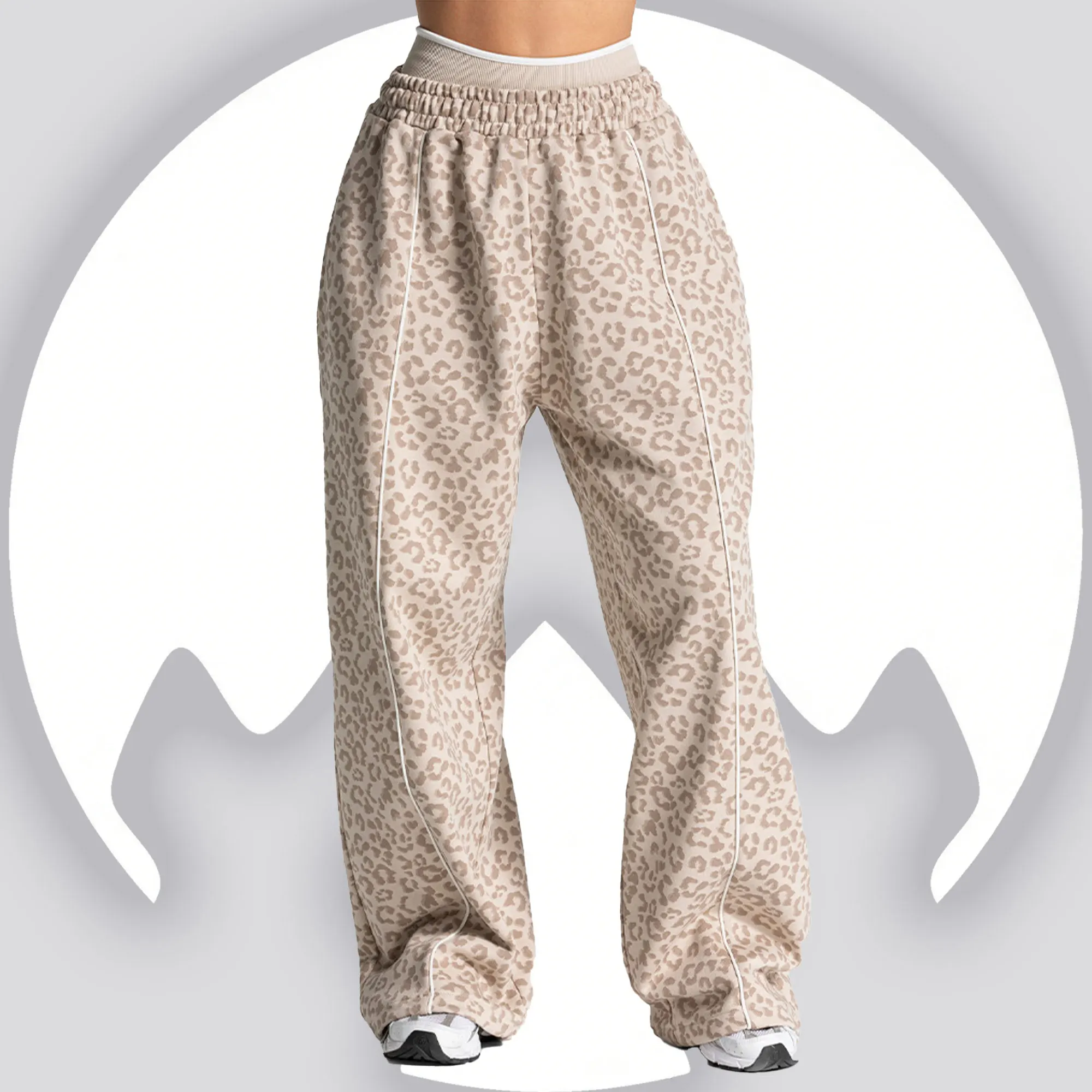 Women's Loose Leopard Print Athletic Pants, Wide Leg Trousers, Outdoor Running Jogging Yoga Sweatpants Sports Fitness Activities