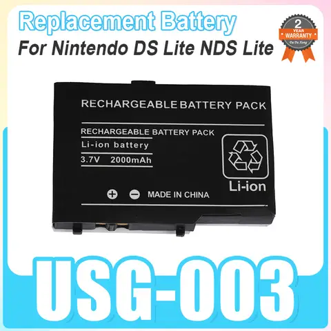 Batterie de jeu de remplacement pour Nintendo DS Lite NDS Lite USG-003 2000mAh