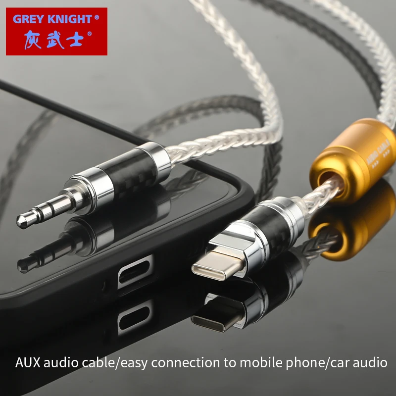 Hi-Fi OCC Silver Plated USB Type-C to 3.5mm AUX Car Audio Cable Headphone Cable 3.5 Jack USBC Audio Auxiliary Cable