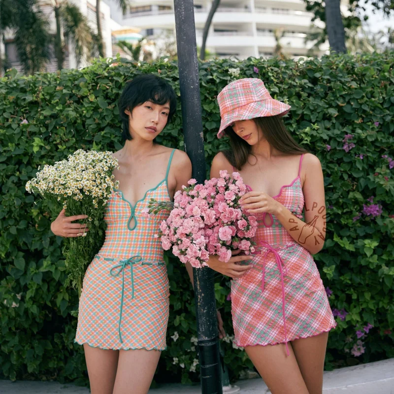 Minsu 2025 INS Style French Retro Sweet Girl Swimsuit Women Conservative One-Piece Small Chest Swimwear