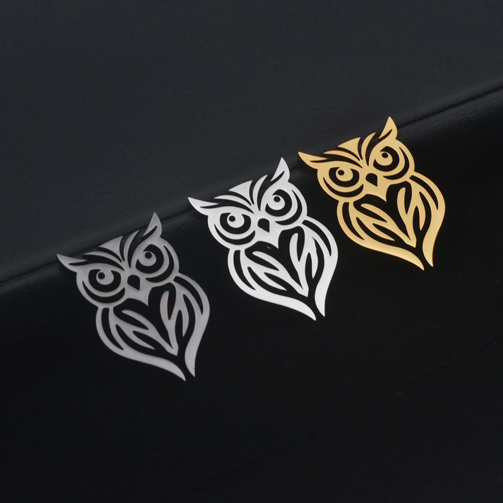 Men\'s Lapel Brooch Owl Shaped Fashion Brooch Stainless Steel Plated Color Wedding Dress Jewelry Birthday Gift for Boyfriend