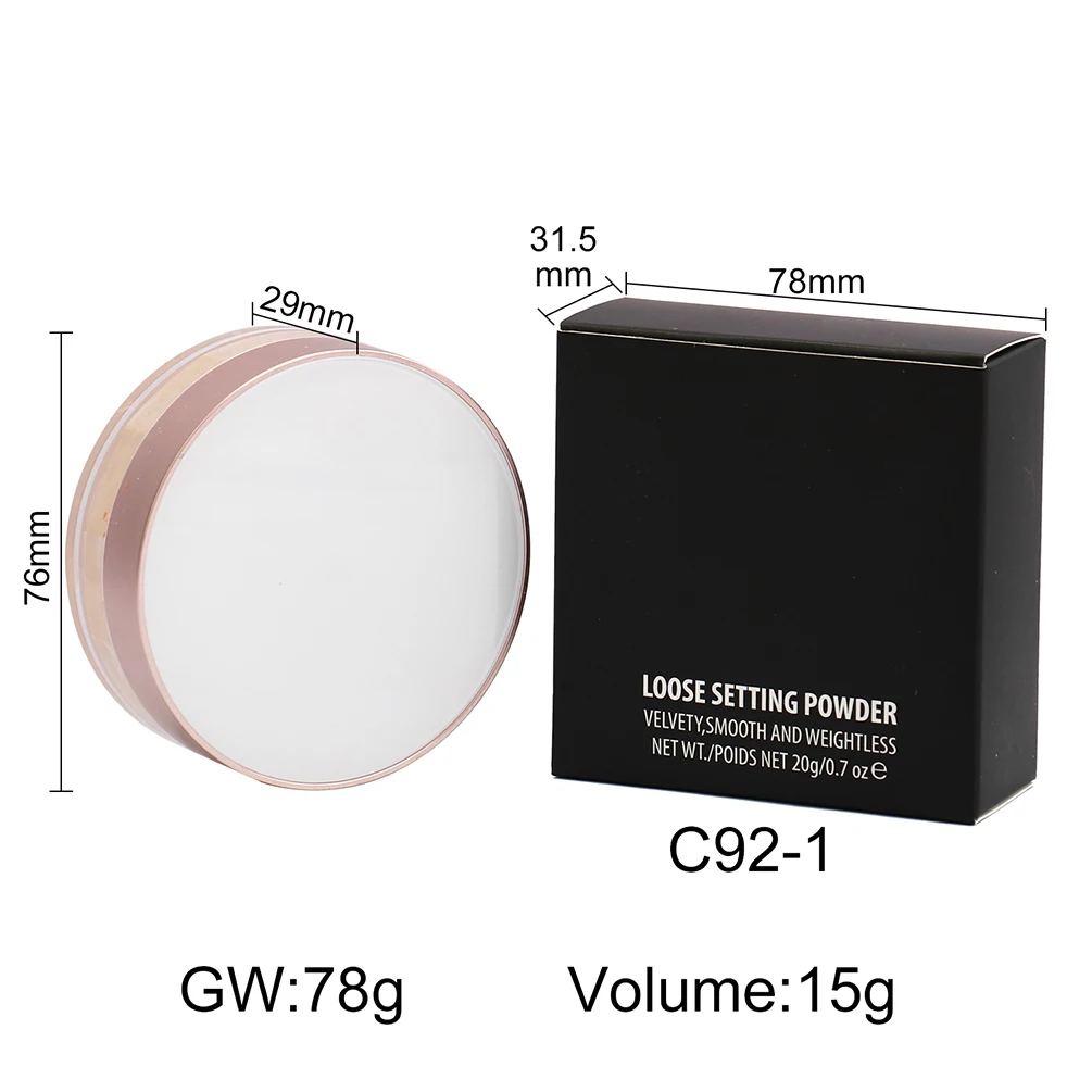 Polvo suelto de 20g con soplo, etiqueta privada, Control de aceite vegano, mate, logotipo personalizado de larga duración, maquillaje iluminador resistente al agua, venta al por mayor