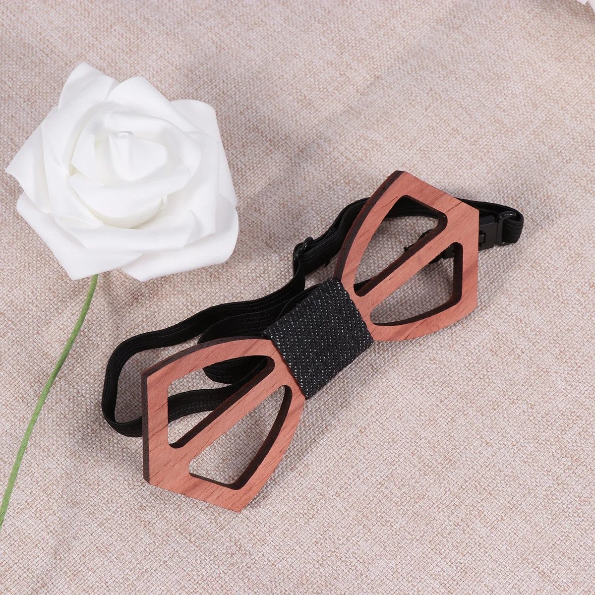 

Wooden Bow Tie Men Hollow Bowtie Wedding Decor Bamboo Bridegroom Adjustable Elastic Size Fits All Durable Premium Quality
