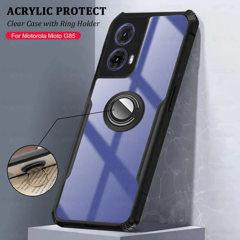 Phone Case with Ring Stand For Motorala Moto G85 2024 6.67 inches Acrylic Protective Shell MotoG85 G 85 85G G85moto Shockproof