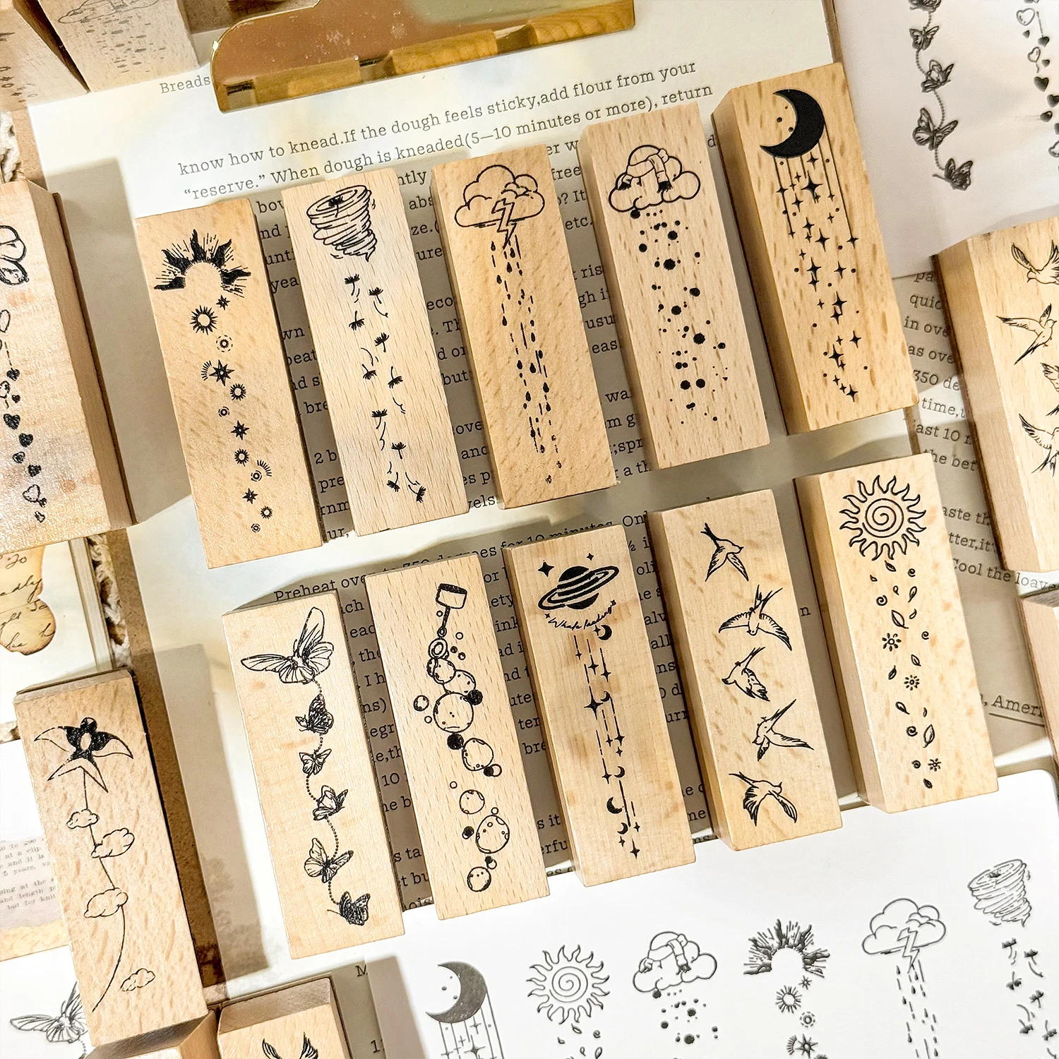 TIANZI 6/12 قطعة الإبداع الخشب المطاط Stamps حساب اليد ختم ختم الزفاف الديكور سجل القصاصات ختم بطاقة مذكرات لوازم #3