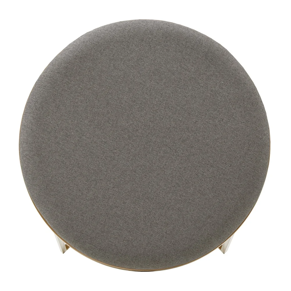 Modern Round Coffee Table with 4 Nesting Stools Multi-Functional Space Saving Upholstered Fabric Foam Padding Indoor Use Glam