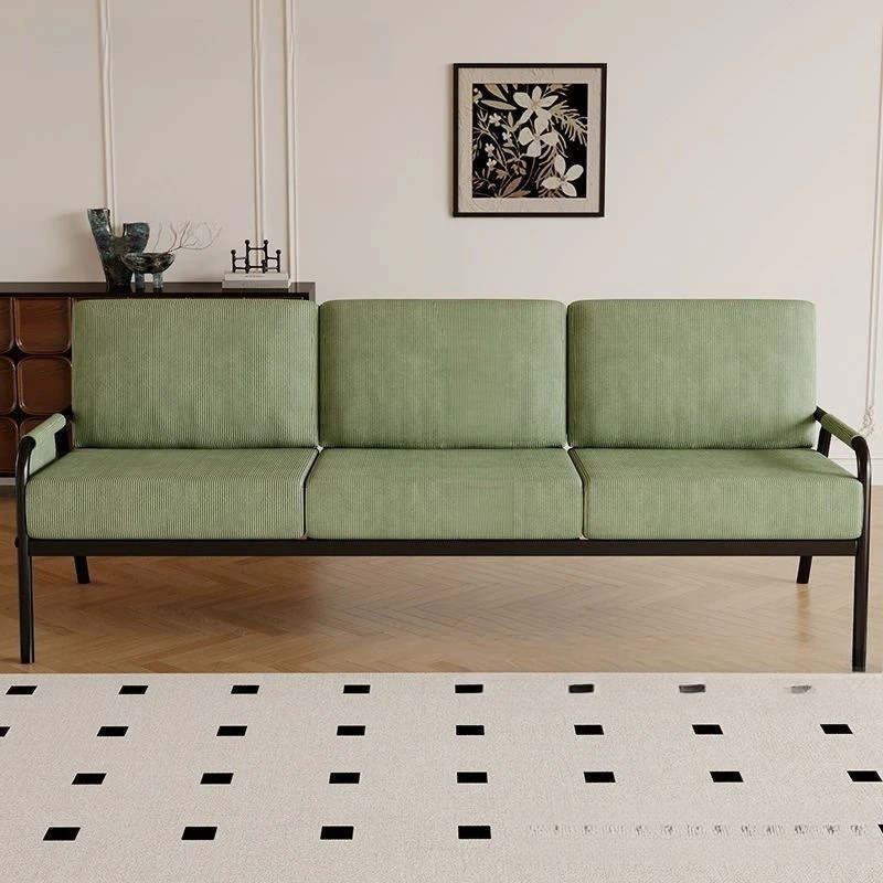

Three double simple small sofa small apartment rental room iron frame sofa comfortable breathable fabric durable sofa