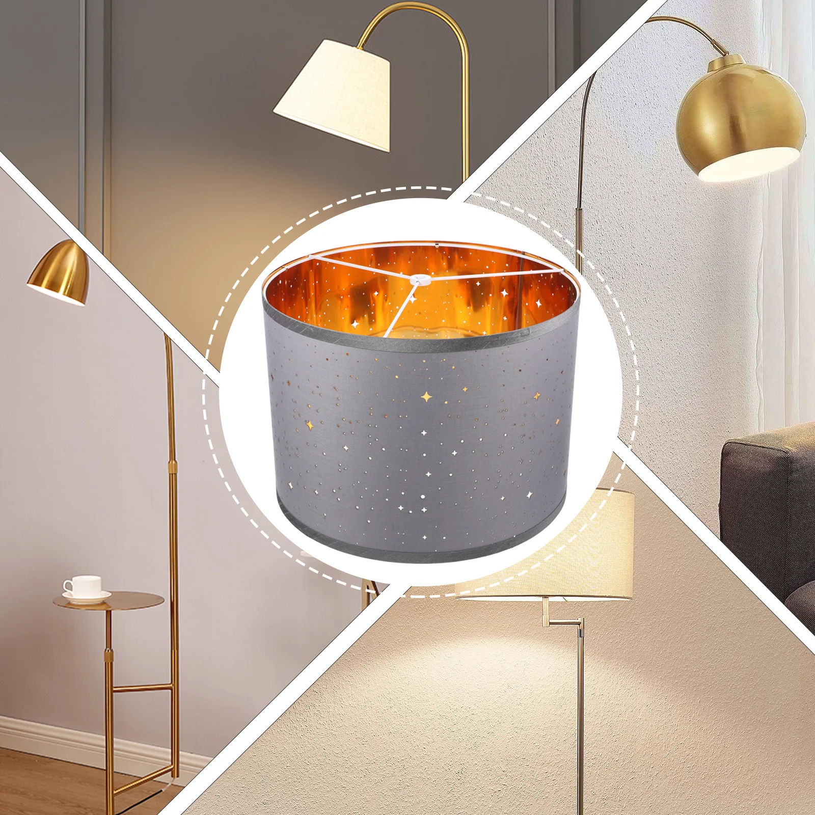 

Semi-Circular Sky Lamp Shade Simple Cloth Lampshade Universal Light Cover for Home Bedroom Office Study