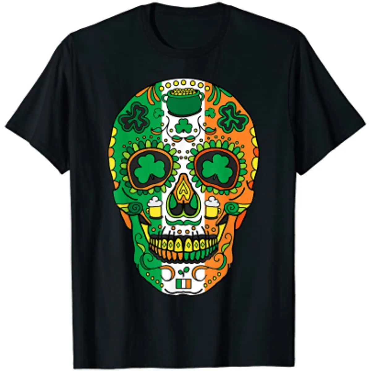 

Irish Sugar Skull St Patricks Day T-Shirt New Arrivals 2023 Men Tshirt Oversized T Shirt Cotton Daily Four Seasons Tees