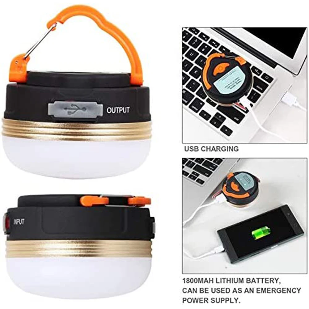 1800mAh USB Rechargeable Portable Flashlight Camping equipment Lights LED Lantern Table lamp Outdoor Hiking Night Hanging