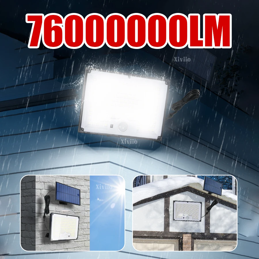 

76000000LM Solar Outdoor Lights 344LED 3Modes Split Motion Sensor Outdoor Waterproof Solar Flood Lights Yard Patio Garden