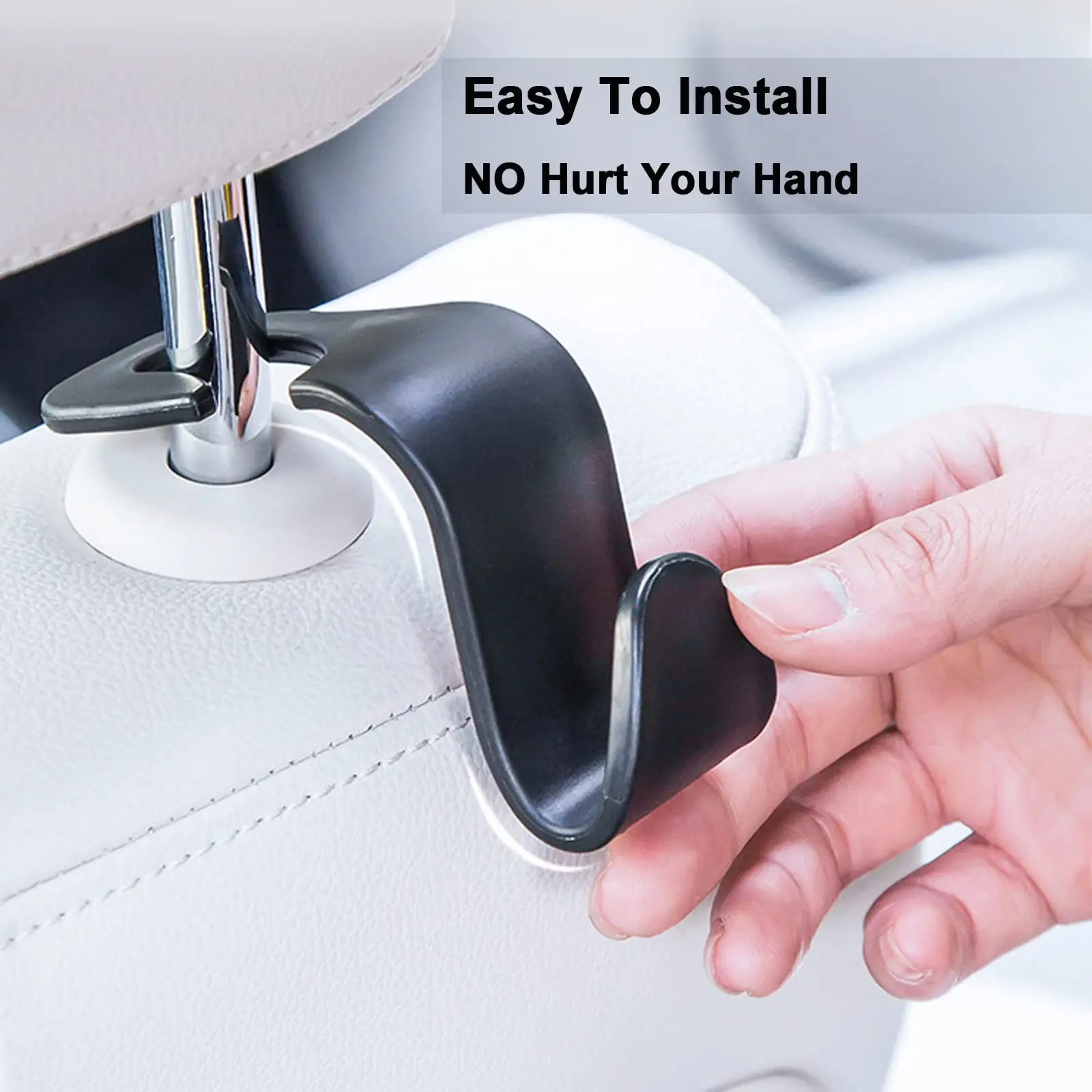 2/4 قطعة خطاف مسند الرأس لمقعد السيارة، خطافات حقيبة ظهر السيارة، ملحقات حامل مُنظِم للتخزين بخطاف مقعد السيارة العالمي