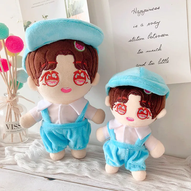 

20cm Kawaii Idol Doll Clothes for Blue Hat Strap Pants 2Pcs Set Cute Dress Up Doll Change Clothes Game for Girls Collection Gift