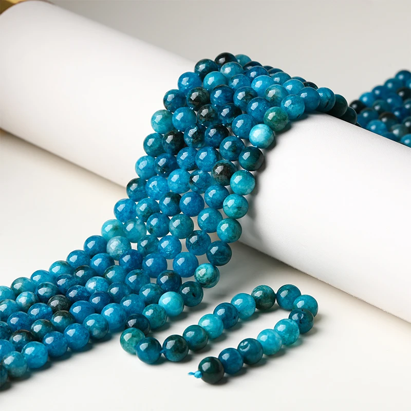 6 8 10mm Naturstein Apatitfarbene Chalcedon-Perlen Runde Lose Zwischenperlen für Schmuckherstellung DIY Armband Halskette Zubehör