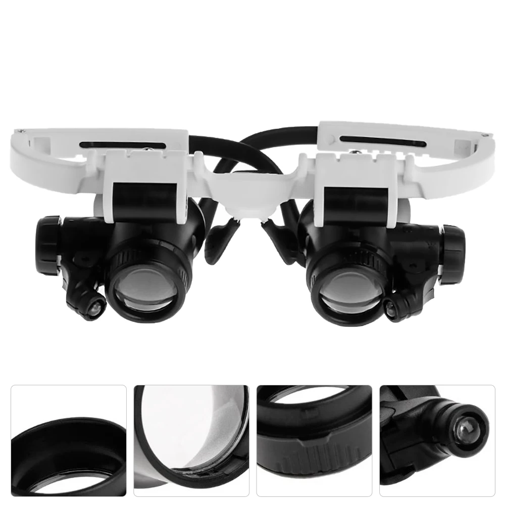 

Adjustable Dual LED Glasses ABS Lightweight Portable Reading Watch Repair Tool Senior Student Vision Assistance