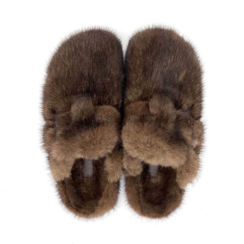 Female Luxury Real Mink Fur Slippers, Women's Clogs,Slip-on Casual winter Shoes,Mules Shoes Women Luxury Designer Mink Sllippers