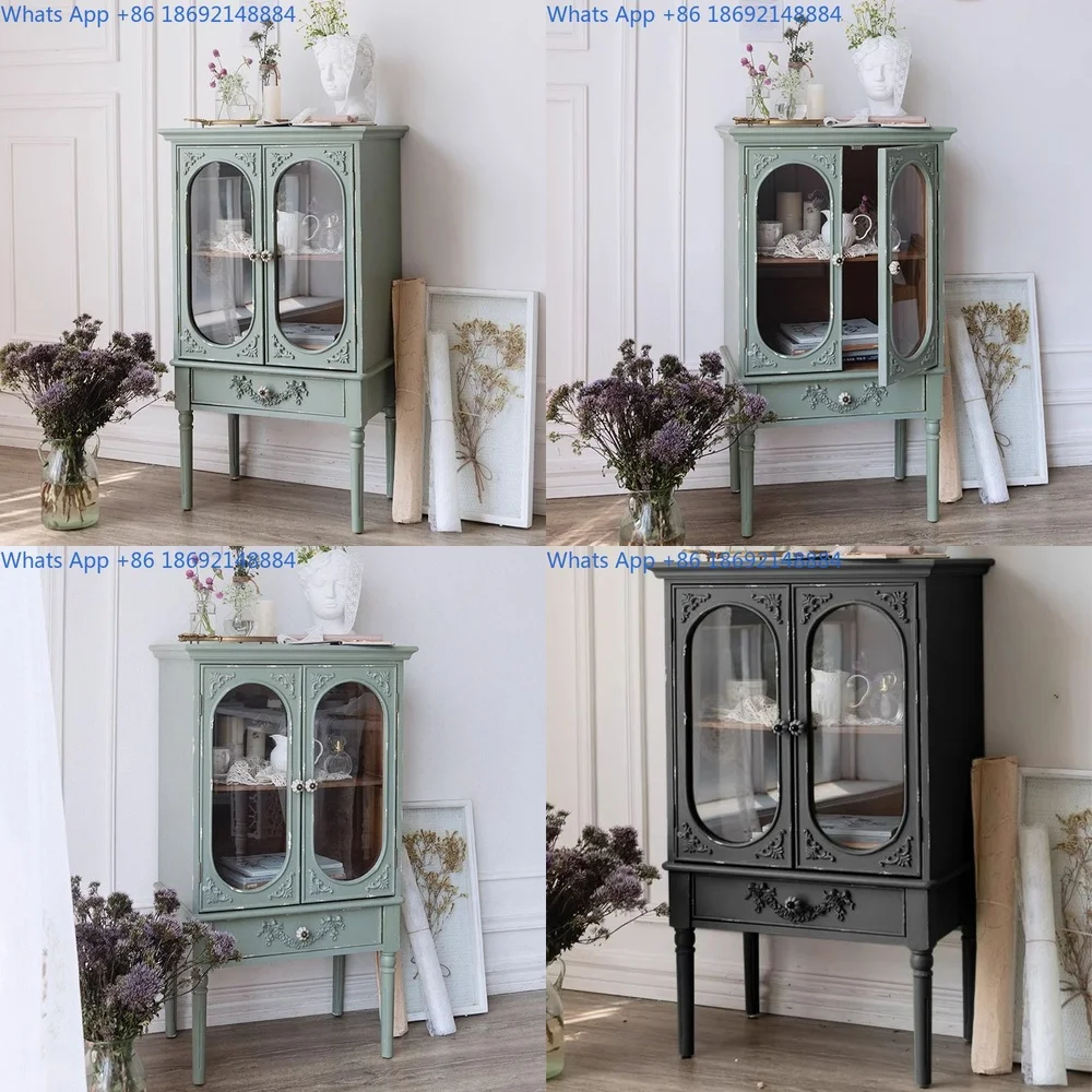 

French style retro cabinet narrow sideboard for home use small size wall mounted storage unit