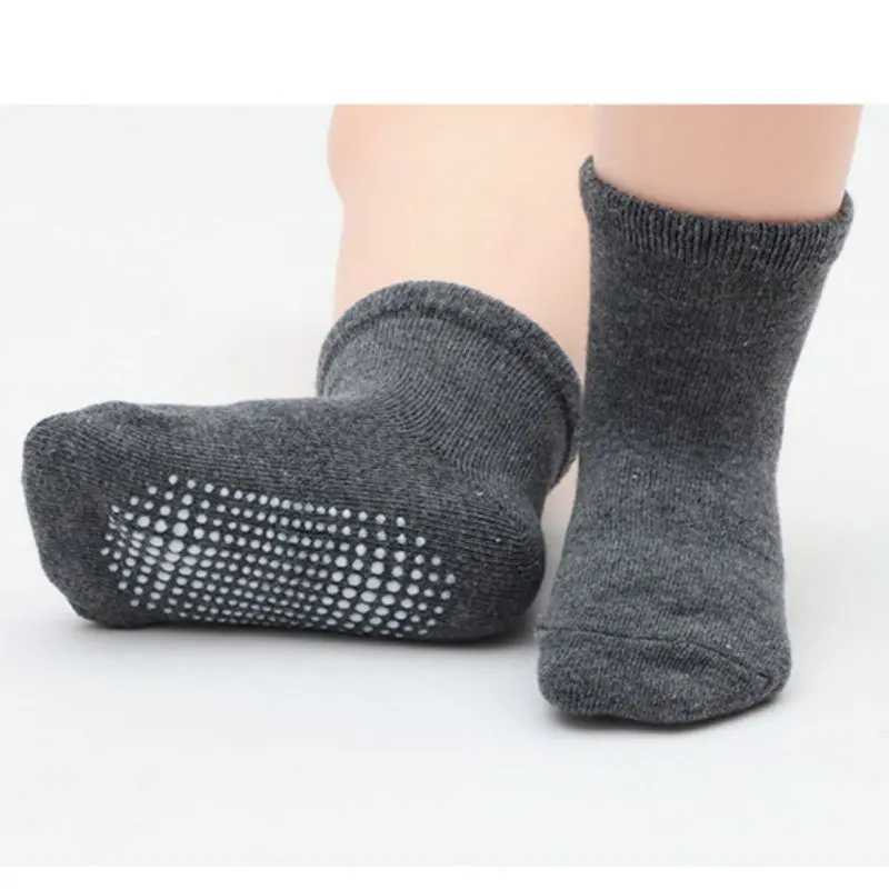 6 Pairs/lot Children\'s Anti-slip Boat Socks Boys Girl Cotton Low Cut Floor Kid Sock With Rubber Grips