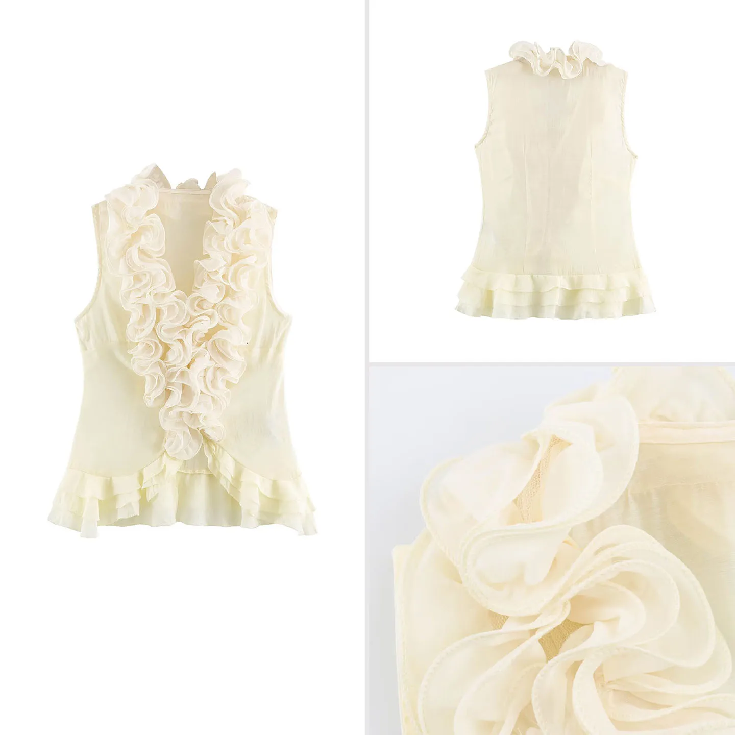 Women's Fashionable Sleeveless Top Summer 2026 Floral Decoration Slimming Versatile Clothing Casual Outerwear without Chest Pad